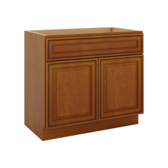 J&K Mocha Glazed K10 Vanity Base Sink Door/False Drawer 36" W x 33" H x 21" D