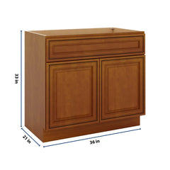 J&K Mocha Glazed K10 Vanity Base Sink Door/False Drawer 36" W x 33" H x 21" D