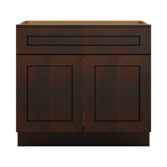 J&K Java Coffee S1 Vanity Base Sink Door/False Drawer 36" W x 33" H x 21" D