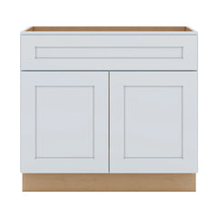 J&K White Shaker S8 Vanity Base Sink Door/False Drawer 36" W x 33" H x 21" D
