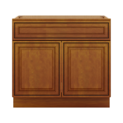 J&K Mocha Glazed K10 Vanity Base Sink Door/False Drawer 36" W x 33" H x 21" D