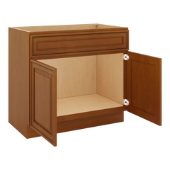 J&K Mocha Glazed K10 Vanity Base Sink Door/False Drawer 36" W x 33" H x 21" D