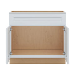 J&K White Shaker S8 Vanity Base Sink Door/False Drawer 36" W x 33" H x 21" D
