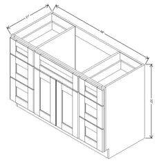 J&K Creme Glazed A7 Vanity Sink Combo 48" W x 33" H x 21" D