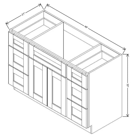 J&K White Shaker S8 Vanity Sink Combo 48" W x 33" H x 21" D