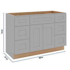 J&K Castle Grey S5 Vanity Sink Combo 48" W x 33" H x 21" D