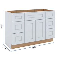 J&K White Shaker S8 Vanity Sink Combo 48" W x 33" H x 21" D