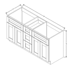 J&K Almond S2 Vanity Sink Combo 60" W x 33" H x 21" D