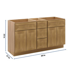 J&K Butterscotch B8 Vanity Sink Combo 60" W x 33" H x 21" D