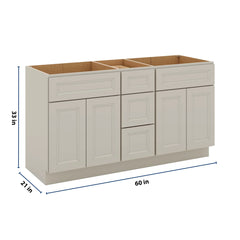 J&K Pebble B6 Vanity Sink Combo 60" W x 33" H x 21" D