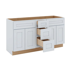 J&K White Shaker S8 Vanity Sink Combo 60" W x 33" H x 21" D