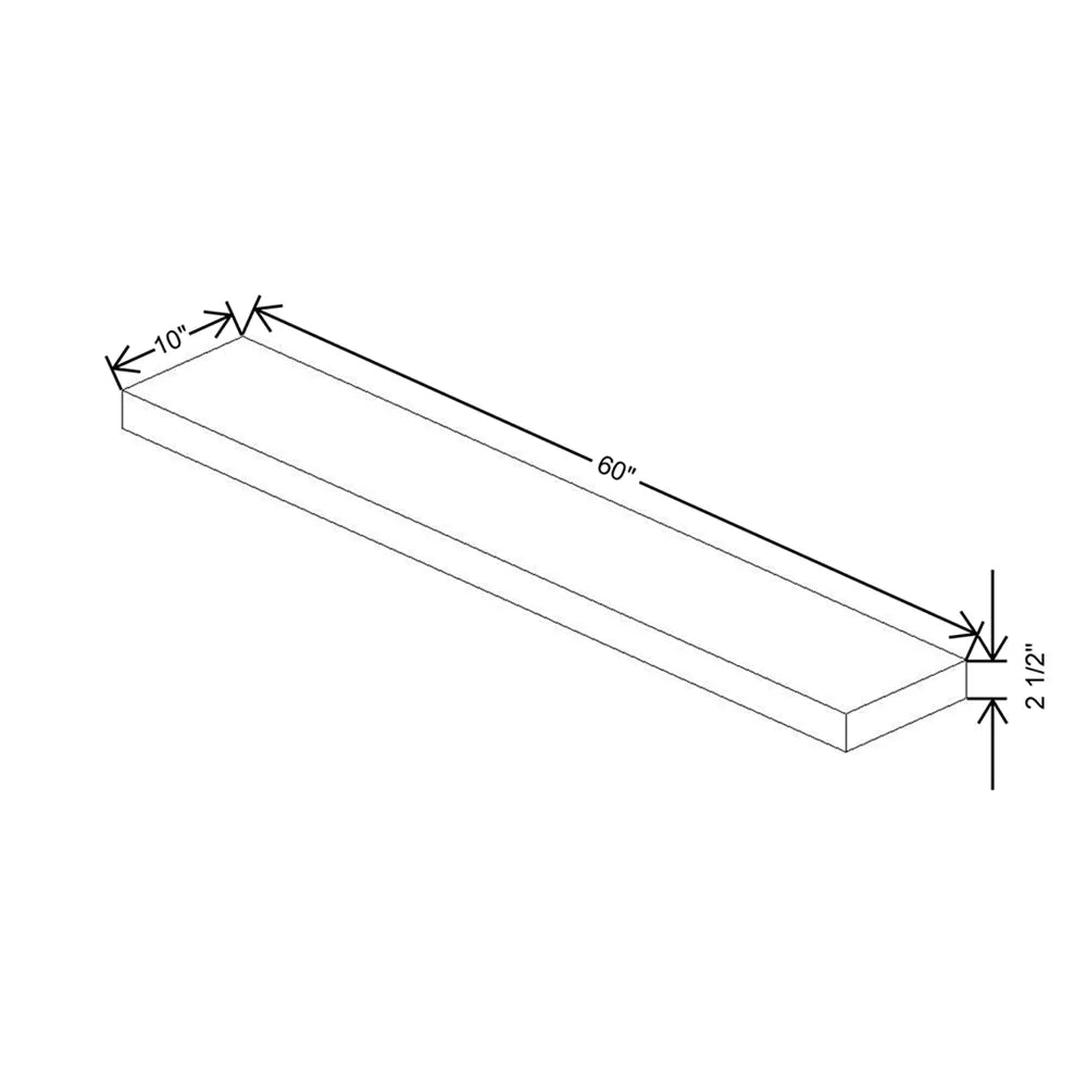 Fabuwood Illume Tuscany Muratti 1 60" W x 2 1/2" H x 10" D White Matte Floating Shelf