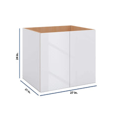 Modernform Cabinet Gloss White 27" W X 24" H X 21" D Vanity Floating Full Height Double Door Cabinet