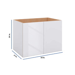 Modernform Cabinet Gloss White 33" W X 24" H X 21" D Vanity Floating Full Height Double Door Cabinet