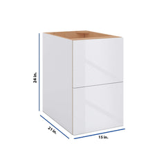 Modernform Cabinet Gloss White 15" W X 24" H X 21" D Vanity Floating Drawers Cabinet