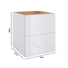 Modernform Cabinet Gloss White 21" W X 24" H X 21" D Vanity Floating Drawers Cabinet