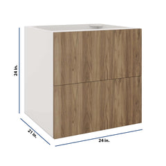 Modernform Cabinet Walnut 24" W X 24" H X 21" D Vanity Floating Drawers Cabinet