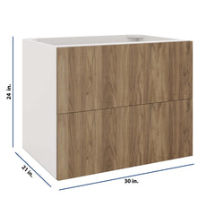 Modernform Cabinet Walnut 30" W X 24" H X 21" D Vanity Floating Drawers Cabinet