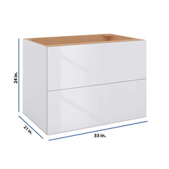 Modernform Cabinet Gloss White 33" W X 24" H X 21" D Vanity Floating Drawers Cabinet