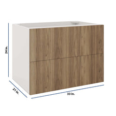 Modernform Cabinet Walnut 33" W X 24" H X 21" D Vanity Floating Drawers Cabinet
