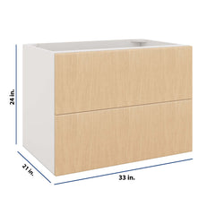 Modernform Cabinet Natural Oak 33" W X 24" H X 21" D Vanity Floating Drawers Cabinet