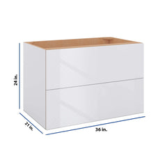 Modernform Cabinet Gloss White 36" W X 24" H X 21" D Vanity Floating Drawers Cabinet