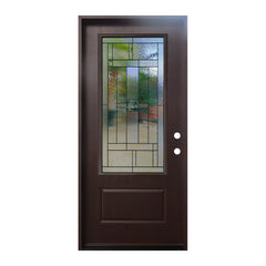 Hometown 3/0x6/8 3/4 Lite Prehung Fiberglass Door in Dark Walnut