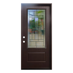Hometown 3/0x6/8 3/4 Lite Prehung Fiberglass Door in Dark Walnut