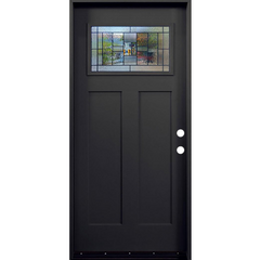 Hometown 3/0x6/8 Single Prehung Fiberglass Door in Black
