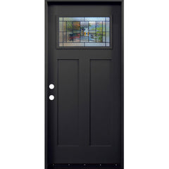 Hometown 3/0x6/8 Single Prehung Fiberglass Door in Black