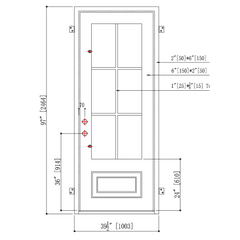 3/0x8/0 6 Lite Exterior Wrought Iron Prehung Door