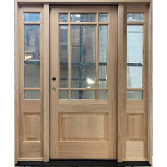 5 ft. 9 in. x 6 ft. 8 in. Exterior Mahogany 9 Lite Marginal Prairie Door with Sidelites