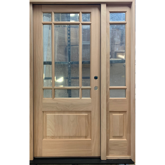 4/5x6/8 Prairie Style Exterior Wood Door with 1 Sidelite