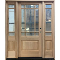 5 ft. 9 in. x 6 ft. 8 in. Exterior Mahogany 9 Lite Marginal Prairie Door with Sidelites