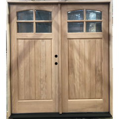 6/0x6/8 Exterior Wood Prehung Double Door | 4 Lite Eyebrow