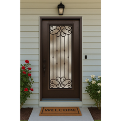 Blackburn 3/0x6/8 Single Prehung Fiberglass Door in Black