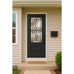 Ulysses 3/0x6/8 Single Prehung Fiberglass Door in Black