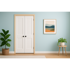 3/0x8/0 White Shaker 2-Panel Solid Core Primed MDF Prehung Interior French Door