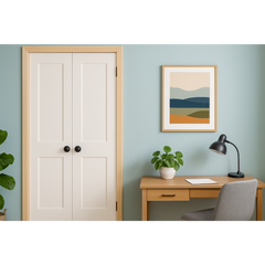 4/0x6/8 White Shaker 2-Panel Solid Core Primed MDF Prehung Interior French Door