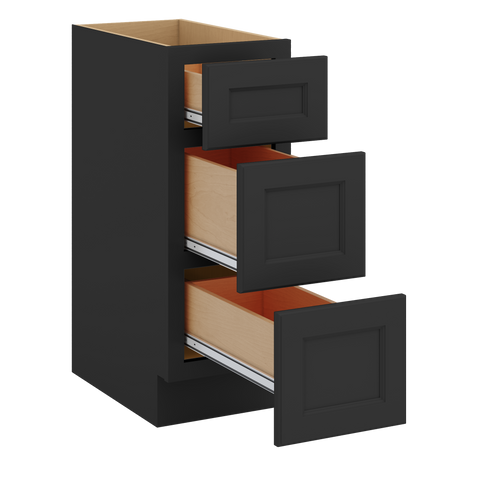 J&K Charcoal E2 Vanity 3 Drawer Base 12" W x 33" H x 21" D