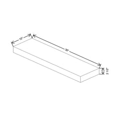 Fabuwood Ovela Catalina Ice Cream 1 36" W x 2 1/2" H x 10" D Black Matte Floating Shelf with LED