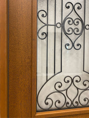 Jupiter 36 in. x 80 in. 3/4 Lite Decorative Glass Stained Light Brown Prehung Fiberglass Exterior Door with Brickmold