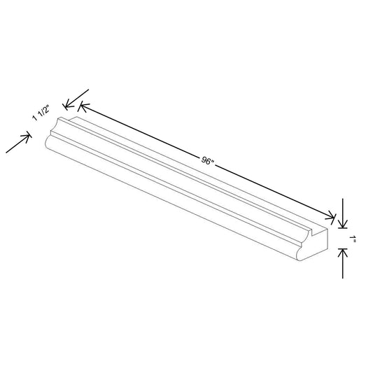 Fabuwood Value Premium Hallmark Frost 96" W X 1" H X 1 1/2" D Light Rail Molding