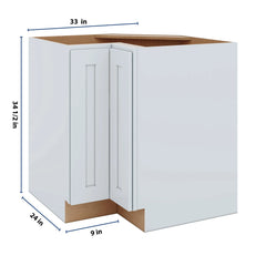 J&K White Shaker S8 Base Corner 90 Lazy Susan - 33" W