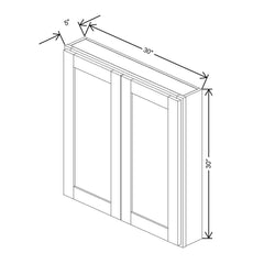 CNC Luxor 5-Piece Misty Grey 30" W X 30" H Double Door Medicine Cabinet