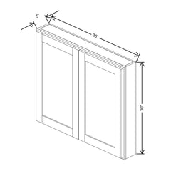 CNC Luxor Misty Grey 36" W X 30" H Double Door Medicine Cabinet