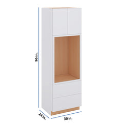 Modernform Cabinet Matte White 30" W X 96" H X 24" D Tall Oven/Microwave Cabinet