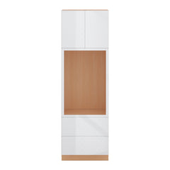 Modernform Cabinet Gloss White 30" W X 96" H X 24" D Tall Oven/Microwave Cabinet