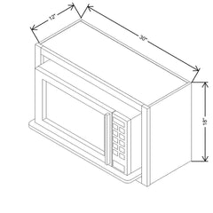 CNC Luxor White 30" W X 18" H Microwave Cabinet Shelf