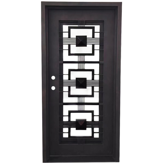 Malibu 3/0x6/8 Exterior Wrought Iron Prehung Single Door